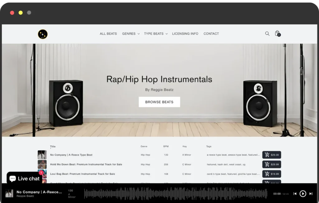 Beatifyy Pro Template: Sell Beats on Shopify 1 BeatifyyProTemplate